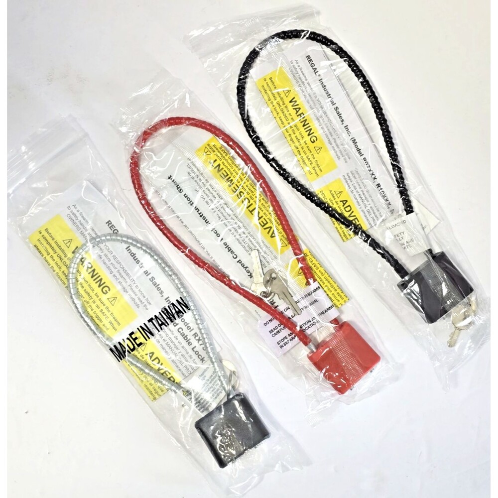 Regal Safety Cable Locks – 15" Braided Cable, 2 Keys Each Lot Of 3